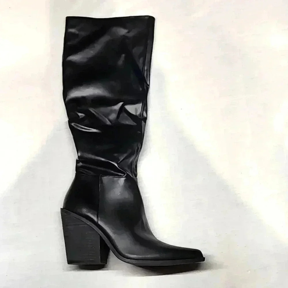 Charles David women Wire black slouch cowboy boots size 8 nwob